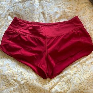 Lululemon Speed Up Low-Rise Lined Short 2.5" size:10 color:red